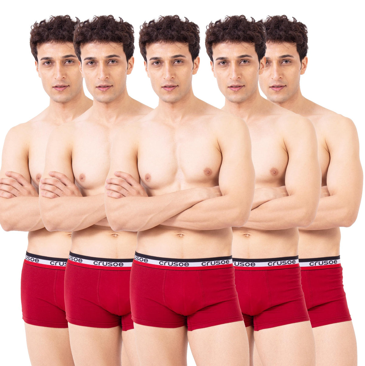 Crusoe Men’s solid trunk with Premium Cotton, Double-Layer Support & Label-Free Comfort – Pack of 5
