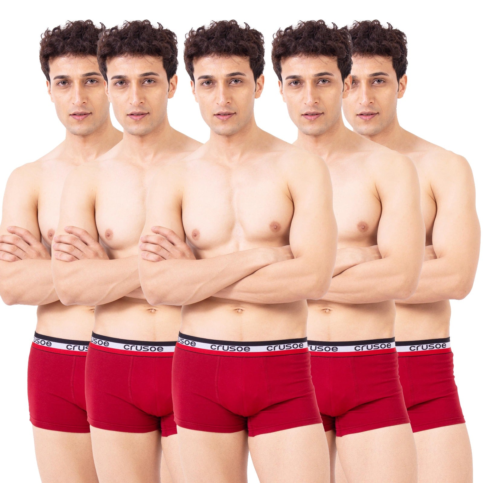 Crusoe Men’s solid trunk with Premium Cotton, Double-Layer Support & Label-Free Comfort – Pack of 5